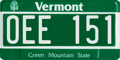 VT license plate OEE151