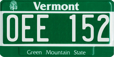 VT license plate OEE152