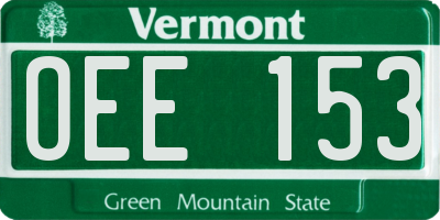 VT license plate OEE153