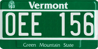 VT license plate OEE156