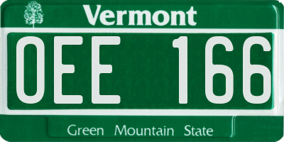 VT license plate OEE166