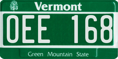 VT license plate OEE168