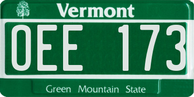VT license plate OEE173