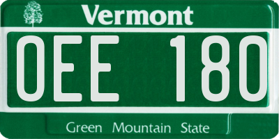 VT license plate OEE180