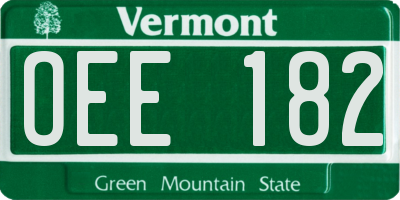 VT license plate OEE182