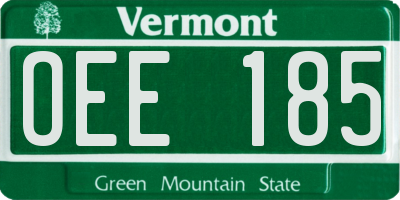 VT license plate OEE185