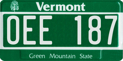 VT license plate OEE187