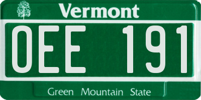 VT license plate OEE191