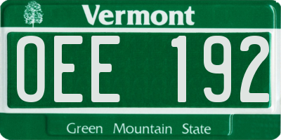 VT license plate OEE192