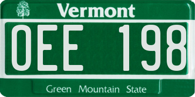 VT license plate OEE198