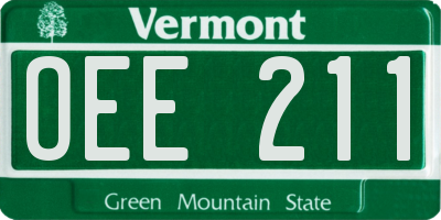 VT license plate OEE211