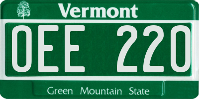 VT license plate OEE220