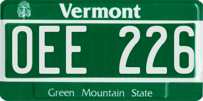 VT license plate OEE226