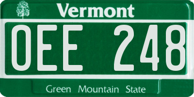 VT license plate OEE248