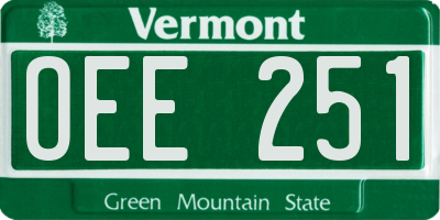 VT license plate OEE251