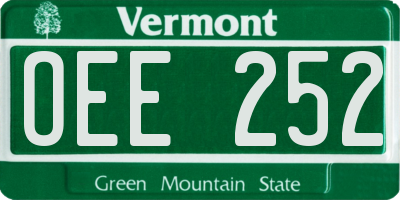 VT license plate OEE252