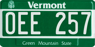 VT license plate OEE257
