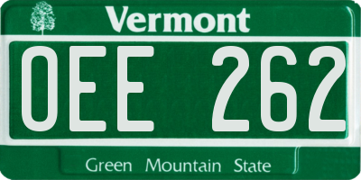 VT license plate OEE262
