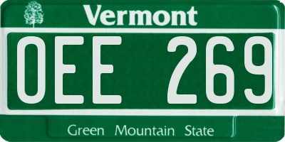 VT license plate OEE269