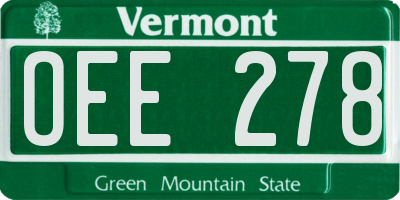 VT license plate OEE278