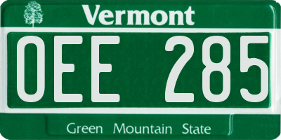 VT license plate OEE285