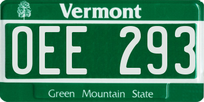 VT license plate OEE293