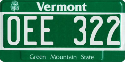 VT license plate OEE322