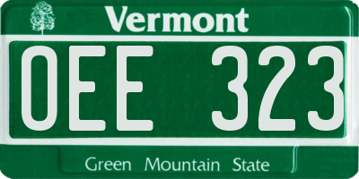 VT license plate OEE323