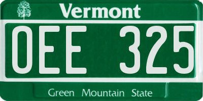 VT license plate OEE325
