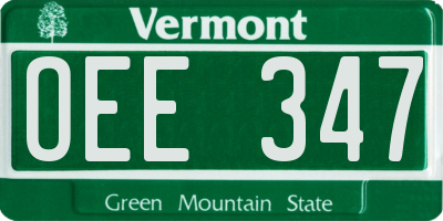VT license plate OEE347