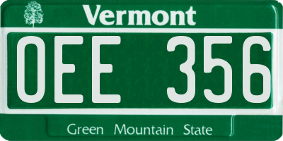 VT license plate OEE356