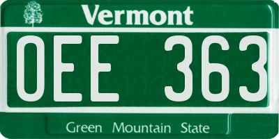 VT license plate OEE363