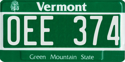 VT license plate OEE374