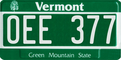 VT license plate OEE377
