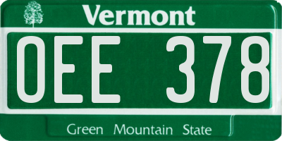 VT license plate OEE378