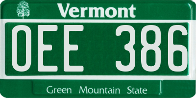 VT license plate OEE386