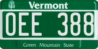 VT license plate OEE388