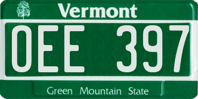VT license plate OEE397
