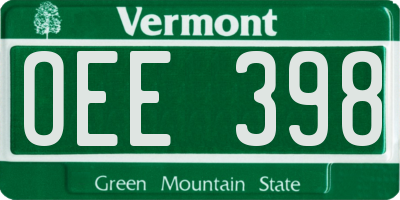 VT license plate OEE398