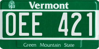VT license plate OEE421