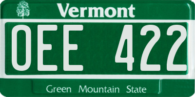 VT license plate OEE422