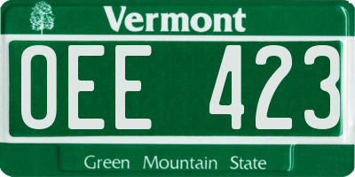 VT license plate OEE423