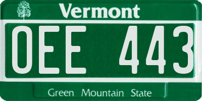 VT license plate OEE443