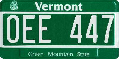 VT license plate OEE447