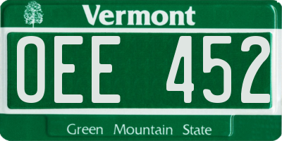 VT license plate OEE452