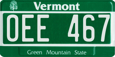 VT license plate OEE467