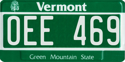 VT license plate OEE469