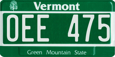 VT license plate OEE475
