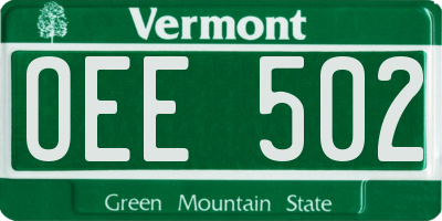 VT license plate OEE502