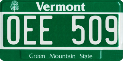 VT license plate OEE509